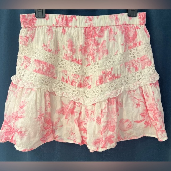 Love Shack Fancy Cove Miniskirt
White with pink floral design - Picture 7 of 9